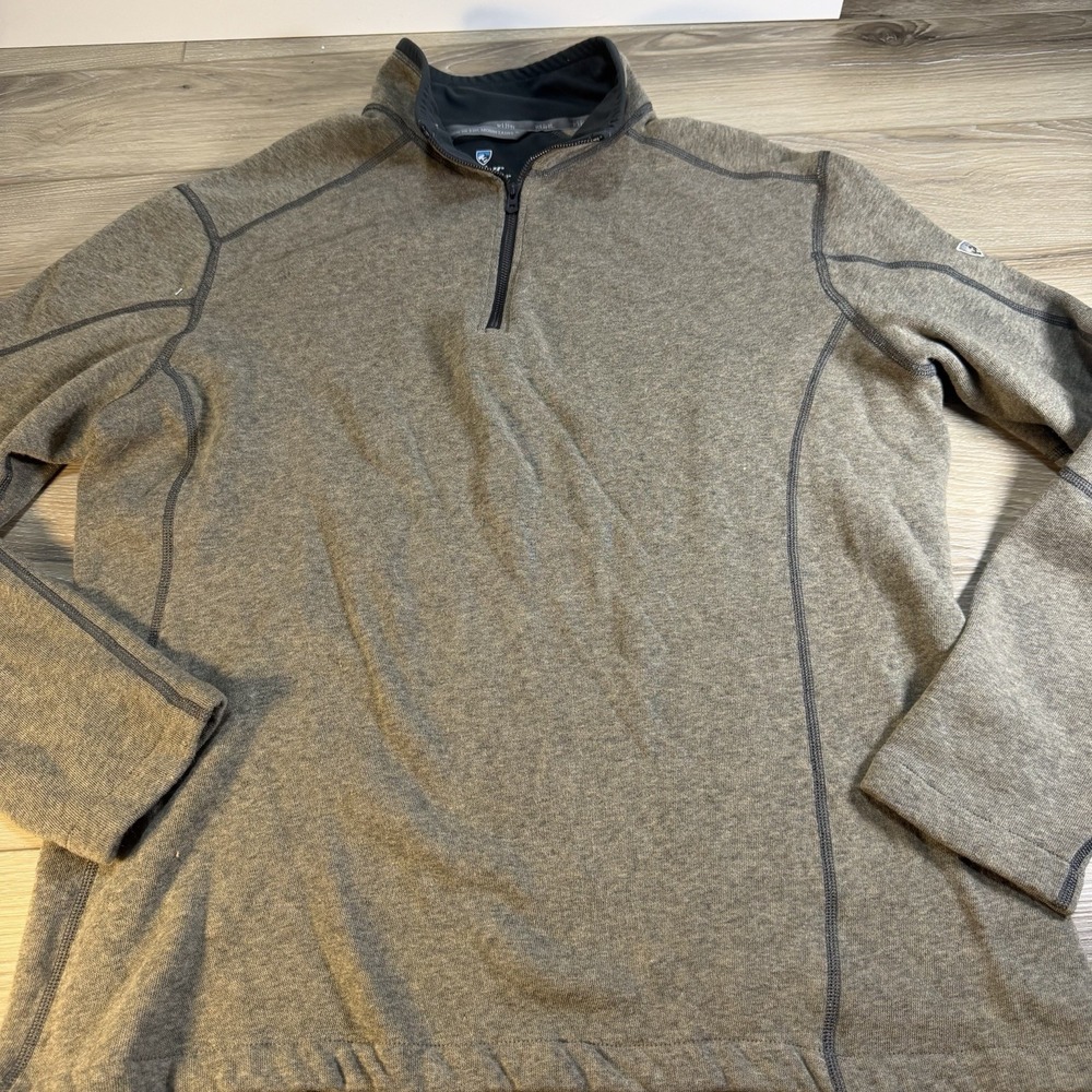 Kuhl Revel Kashmira Mens Brown Fleece 1/4 Zip Pullover Long Sleeve Sweater XL